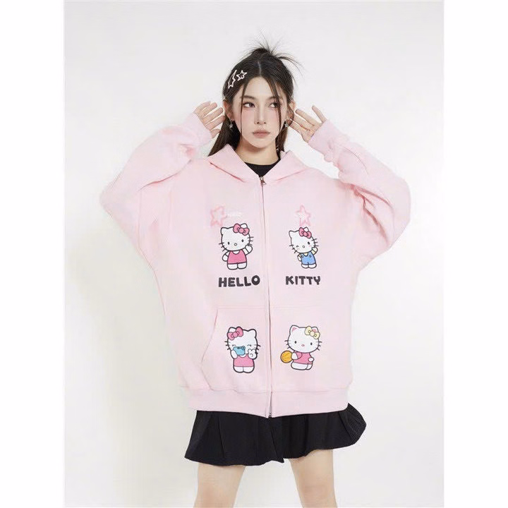 Áo Khoác Nỉ Unisex Nam Nữ In Hình Hello Kityy Xinh Form Rộng Tp38 - Golden Dream - Ảnh 5