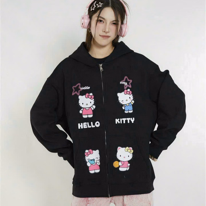 Áo Khoác Nỉ Unisex Nam Nữ In Hình Hello Kityy Xinh Form Rộng Tp38 - Golden Dream - Ảnh 6