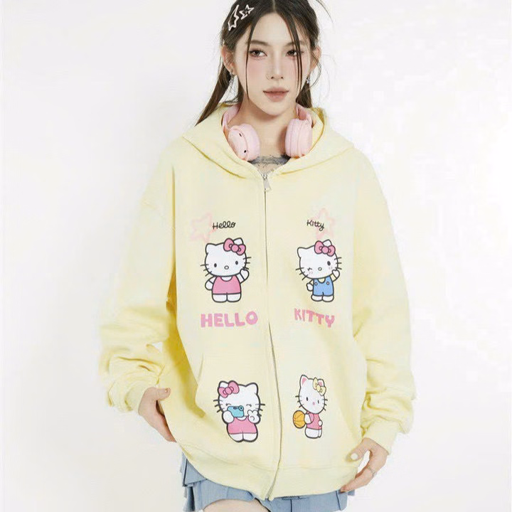 Áo Khoác Nỉ Unisex Nam Nữ In Hình Hello Kityy Xinh Form Rộng Tp38 - Golden Dream - Ảnh 4