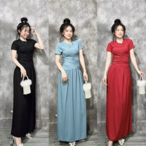 Đầm Suông Dài Thun Gân Nhún Thời Trang Siêu Dễ Thương Gk - Be Yourself