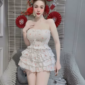 Set Đầm Ống Nhún Kèm Chân Váy Tầng - Lê Phương Boutique