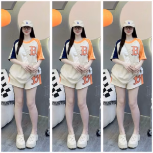 Set Đồ Nữ Mặc Nhà Rẻ Đẹp Hoạ Tiết Chữ B Chất Thun Cotton Bộ Đùi Nữ Bộ Quần Áo Nữ Siêu Đẹp - Tp77