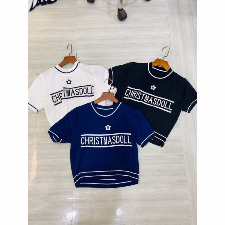 Áo Croptop Cộc Tay, Họa Tiết Thêu Hoa Cd Phối Kẻ Viền Dành Cho Bạn Nữ - Chipxinhxk - Ảnh 8