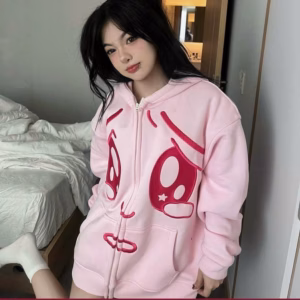 Áo Khoác Nỉ Nam Nữ In Đôi Mắt Dễ Thương Phối Nhiều Túi Sau Lưng Như Hình -Htm Fashion