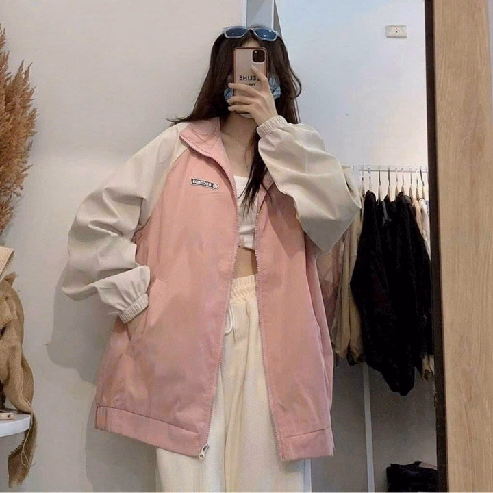 Áo Khoác Dù Nam Nữ 2 Lớp Cổ Bẻ Phối 2 Màu Họa Tiết Chữ Records -Htm Fashion - Ảnh 5