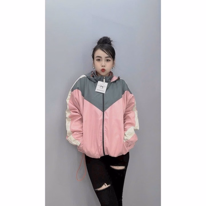 Áo Khoác Dù Nam Nữ 2 Lớp Có Nón Phối Khóa Kéo Phối 2 Màu Cá Tính -Htm Fashion - Ảnh 3