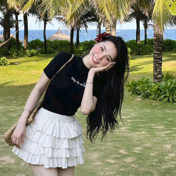 Set Chân Váy Cotton Xếp Tầng Có Lót Trong Mix Áo Tăm Lạnh Ngắn Tay In Chữ Phong Cách Trẻ Trung-Sht170-Minh Hà House - Ảnh 5