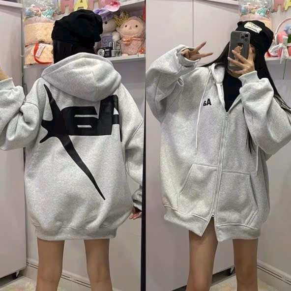 Áo Khoác Chất Nỉ Dày Dặn Tay Phồng Logo In Form Rộng Thời Trang Unisex-Sht173–Minh Hà House - Ảnh 3