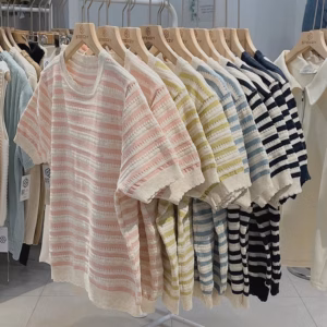 Áo Mongtoghi Cộc Tay Viền Bèo Phối Kẻ Ngang Xinh Xắn Dành Cho Bạn Nữ Slcxa297 - Chipxinhxk