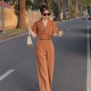 Sale Cực Sốc Bộ Vest Nữ Kèm Quần Form Suông Cùng Màu Jl59 - Nana House