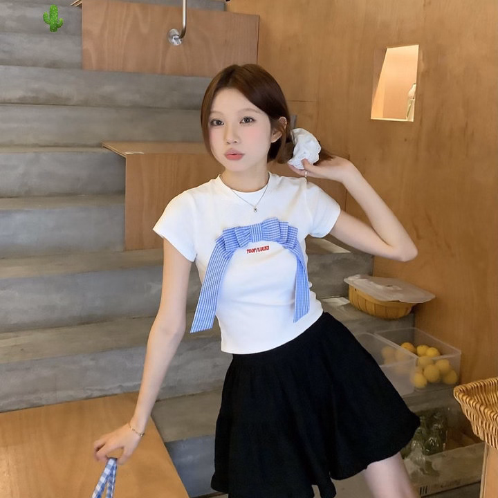 Áo Croptop Đính Nơ Chữ Thêu - Lê Phương Boutique - Ảnh 9