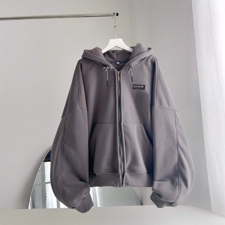 Áo Khoác Nỉ Ngoại Dây Kéo Hoodie Zip Unisex, Chất Nỉ Bông Cotton Form Oversize , Bo Vải , Rộng Mũ 2 Lớp - Ảnh 4