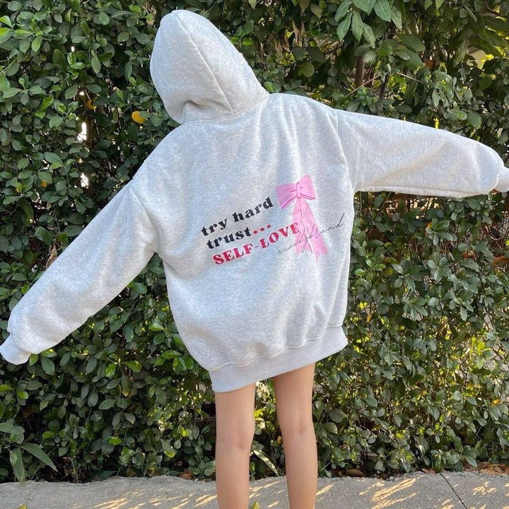 Áo Khóc Nữ Vải Nỉ Ngoại Form Rộng In Hình Nơ Hồng Lưng Siêu Xinh Tp29 - Golden Dream