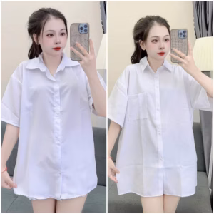 Sơ Mi Trắng Cọc Tay Form Rộng