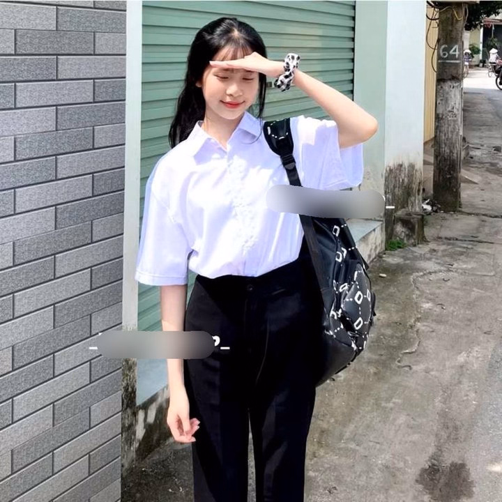 Sét Quần Ống Loe Umi Đen + Mix Áo Sơ Mi Trắng Cọc Tay - Ảnh 3