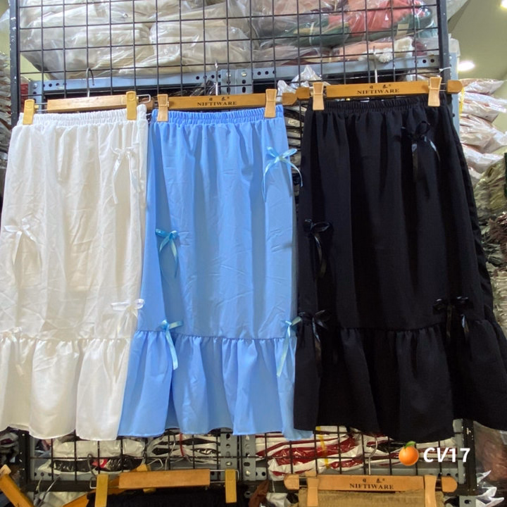 Chân Váy Voan Dài 70Cm Đính Nơ - Lê Phương Boutique