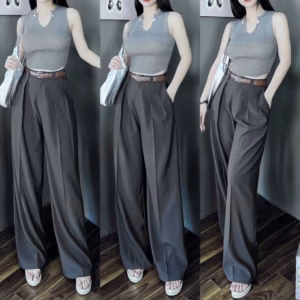 Quần Tây Suông Ống Rộng Kèm Nịt - Lê Phương Boutique