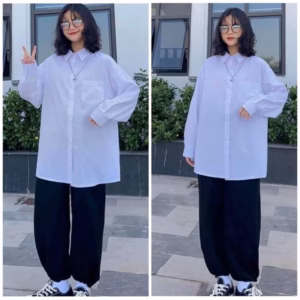 Sét Bộ Quần Joker Trơn + Áo Sơ Mi Trắng Dài Tay