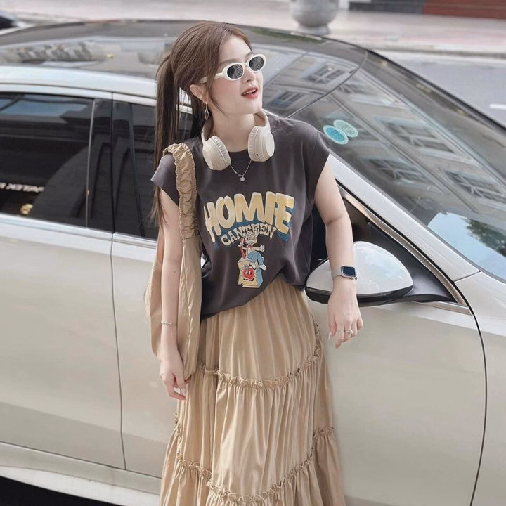 Set Áo Tăm Lạnh Cánh Dơi Ép Nhiệt Nổi Phối Chân Váy Mango Tầng Bt95P - Sam Store - Ảnh 4