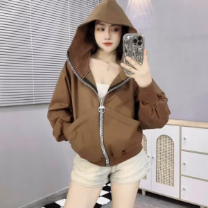 Áo Khoác Nỉ Nữ Dáng Lửng Cute Hàn Quốc Dây Kéo Siêu To Nón Rộng , Áo Khoác Nỉ Trơn Nữ Basic Women - U654