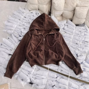 Áo Khoác Nhung Gân Nữ Trơn Khoá Kéo Cao Phối Dáng Túi Mới Có Túi Trong Va287 - Phương Store