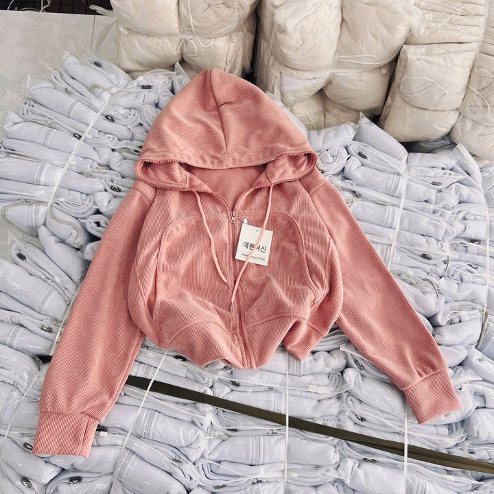 Áo Khoác Nhung Gân Nữ Trơn Khoá Kéo Cao Phối Dáng Túi Mới Có Túi Trong Va287 - Phương Store - Ảnh 6