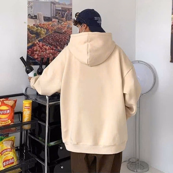 Áo Hoodie Trơn Mũ 2 Lớp Màu Be - Ảnh 6
