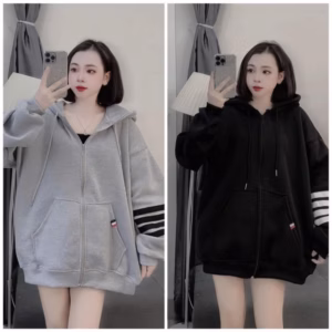Áo Khoác Nỉ Hoodie Nam Nữ Có Nón Vải Thun Nỉ Ngoại Mềm Mịn Kẻ 5 Sọc Tay