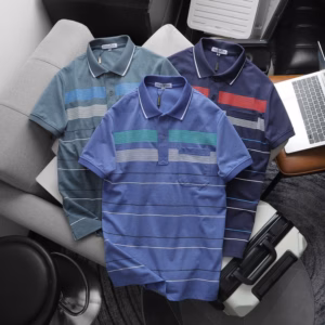 Áo Thun Cổ Bẻ Kẻ Sọc Túi Chất Cotton Muối - Thời Trang Hc