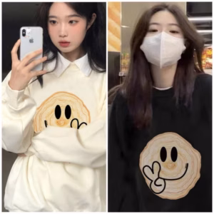 Áo Sweater Nam Nữ Unisex Chất Da Cá Form Rộng - Hình Mặt Cười