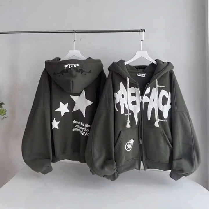 Áo Hoodie Nỉ Dày Dặn Unisex Nam Nữ Dây Kéo Phao 2 Đầu In Hình Ngôi Sao Lưng Form Rộng Siêu Đẹp Tp38 - Golden Dream - Ảnh 4