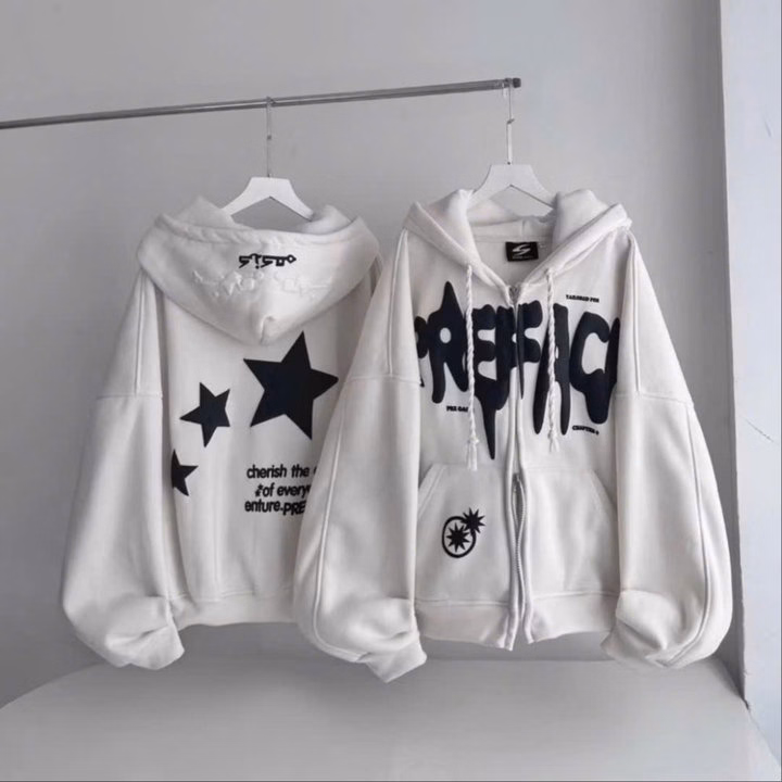 Áo Hoodie Nỉ Dày Dặn Unisex Nam Nữ Dây Kéo Phao 2 Đầu In Hình Ngôi Sao Lưng Form Rộng Siêu Đẹp Tp38 - Golden Dream - Ảnh 5
