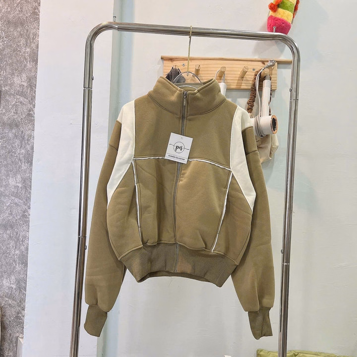 Áo Khoác Nỉ Dệt Nữ Cổ Cao Có Túi Trong Tay Xỏ Ngón Dày Dặn Tp68 - Golden Dream