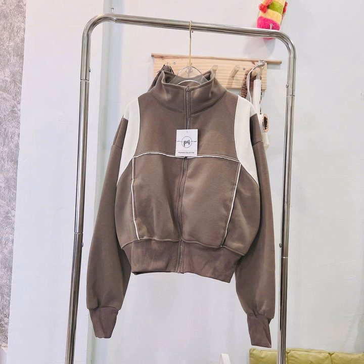 Áo Khoác Nỉ Dệt Nữ Cổ Cao Có Túi Trong Tay Xỏ Ngón Dày Dặn Tp68 - Golden Dream - Ảnh 3