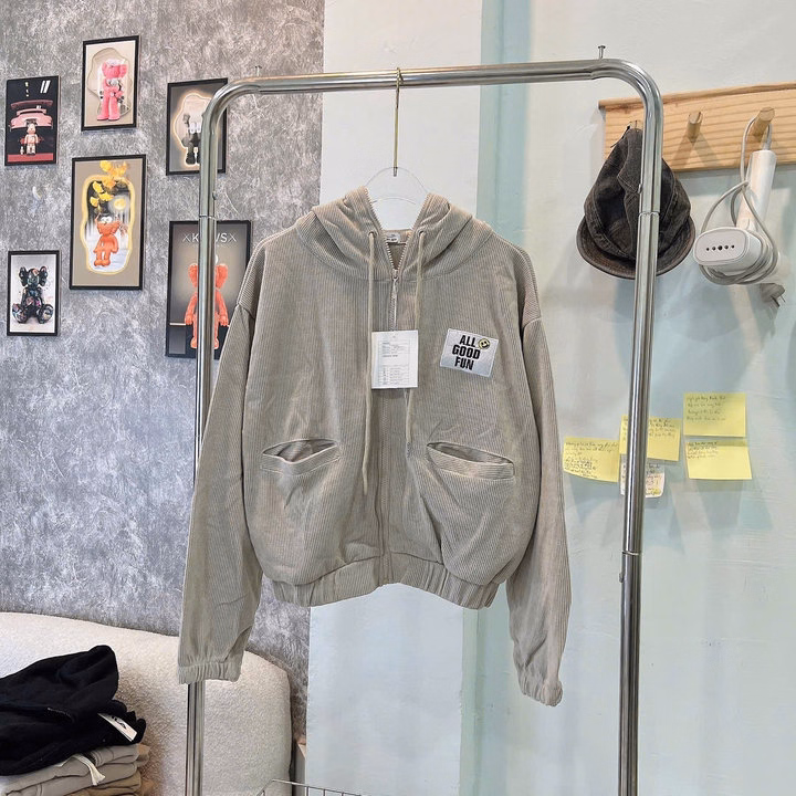 Áo Khoác Nhung Gân Nữ Thêu Logo Mặt Cười All Good Đẹp Tp740 - Golden Dream - Ảnh 2