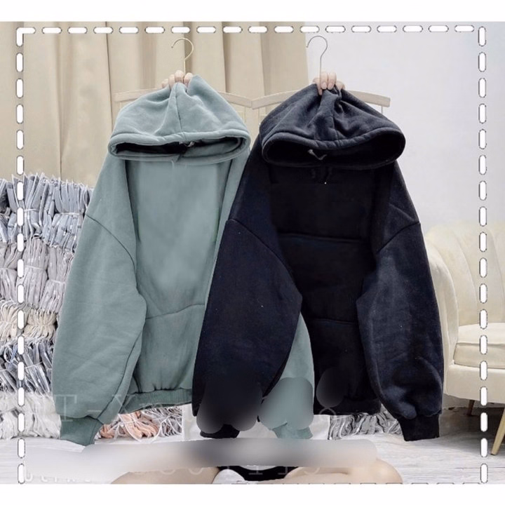 Áo Hoodie Trơn Nỉ Ngoại Mũ 2 Lớp - Ảnh 2