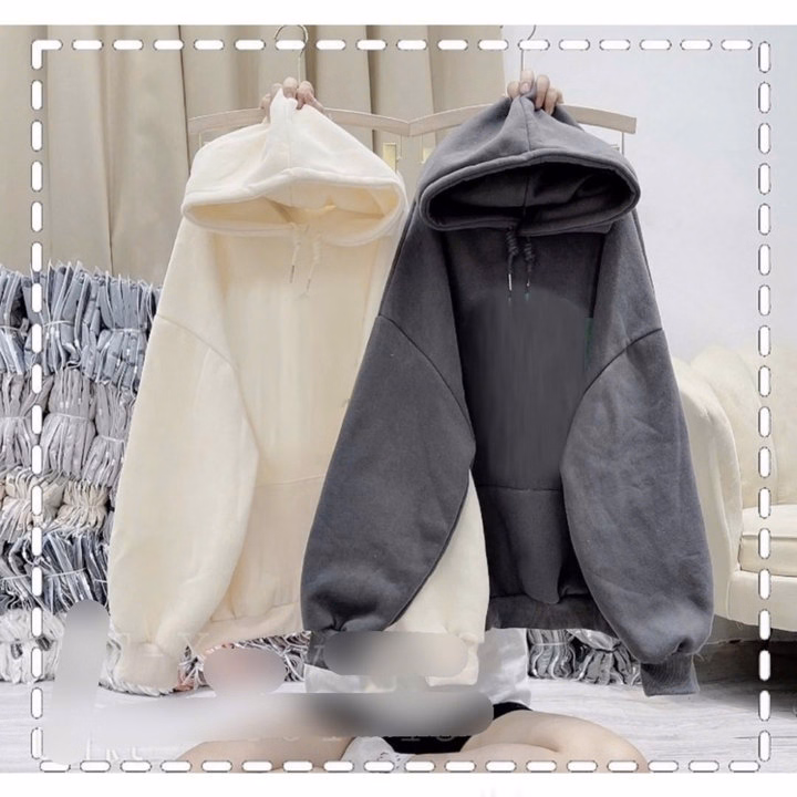 Áo Hoodie Trơn Nỉ Ngoại Mũ 2 Lớp - Ảnh 3