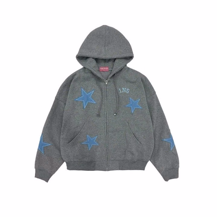 Áo Khoác Nỉ Dây Kéo Inusex Nam Nữ Form Rộng In Hình Ngôi Sao Inss Tay Phồng Tp822 - Golden Dream - Ảnh 2