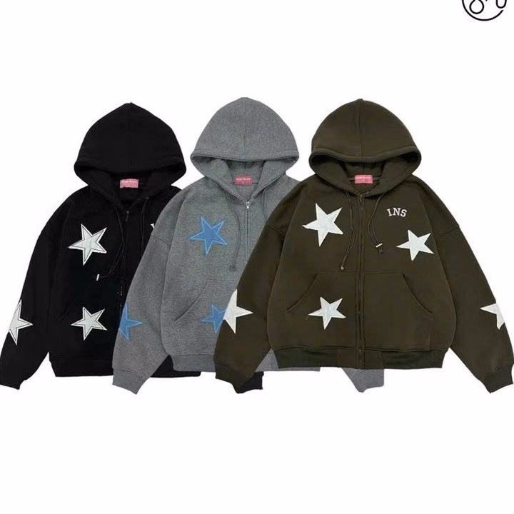 Áo Khoác Nỉ Dây Kéo Inusex Nam Nữ Form Rộng In Hình Ngôi Sao Inss Tay Phồng Tp822 - Golden Dream