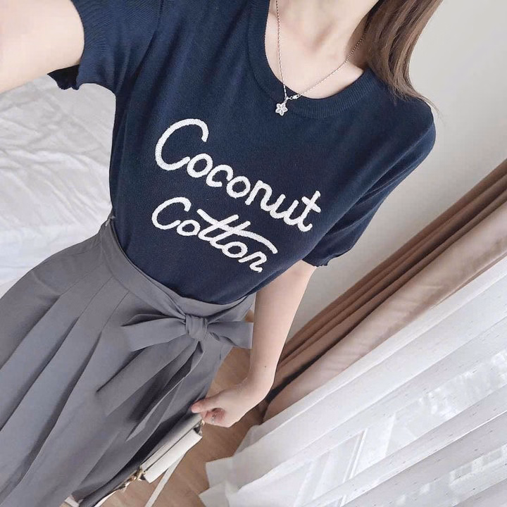 Set Áo Thun Tăm Phối Chân Váy Cotton Lạnh Dây Nơ Bt90R- Sam Store - Ảnh 7