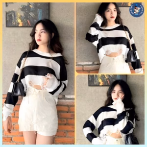 [ Rẻ Vô Địch ] Áo Len Rách Dáng Ngắn Croptop Hàng Quảng Châu Bao Đẹp