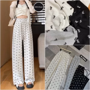 [Rẻ Vô Địch] Quần Xuông Chất Tăm In Full Nơ-Quần Hoạ Tiết Nơ Tăm