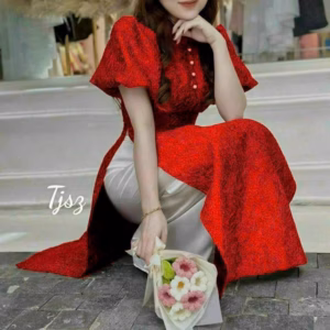 Sét Áo Dài Gấm Quần Lụa Đẹp Xuất Sắc