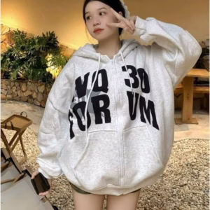 Áo Khoác Nỉ Form Rộng Mũ 2 Lớp Chữ Nq30