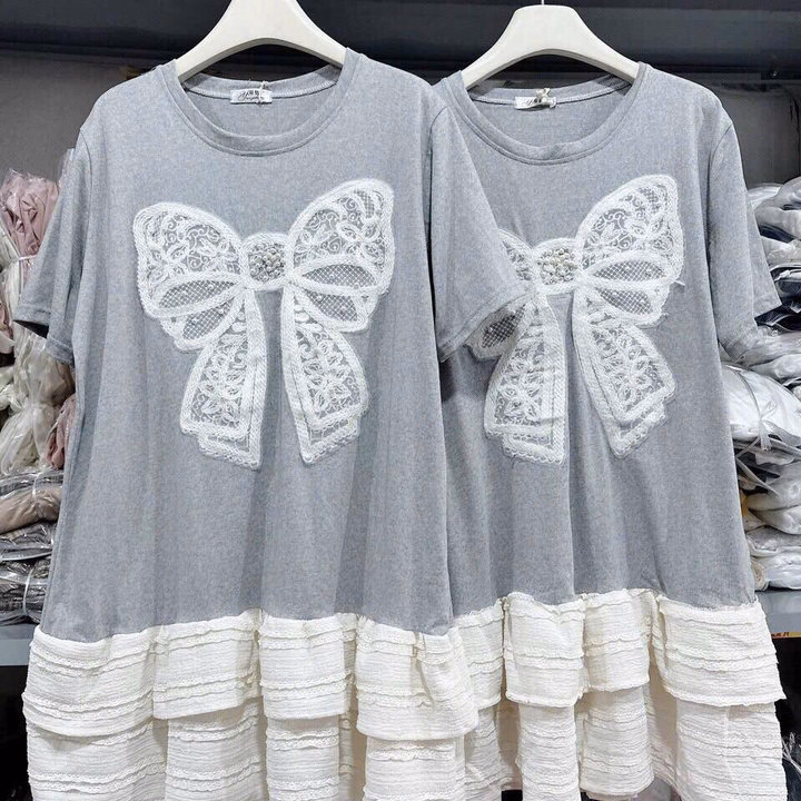 Đầm Thun Quảng Châu Phối Ren Len Đính Nơ Bt92M- Sam Store - Ảnh 5