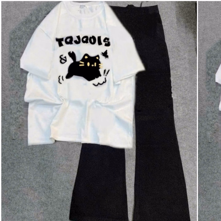 Sét Bộ Nữ Quần Ống Loe + Mix Áo Mèo Tqjqois T - Ảnh 4