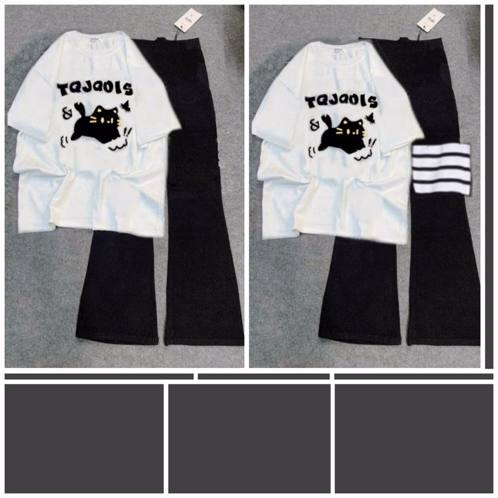 Sét Bộ Nữ Quần Ống Loe + Mix Áo Mèo Tqjqois T - Ảnh 2