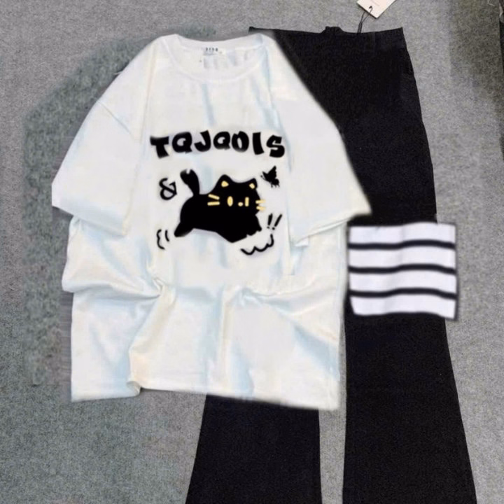 Sét Bộ Nữ Quần Ống Loe + Mix Áo Mèo Tqjqois T - Ảnh 5