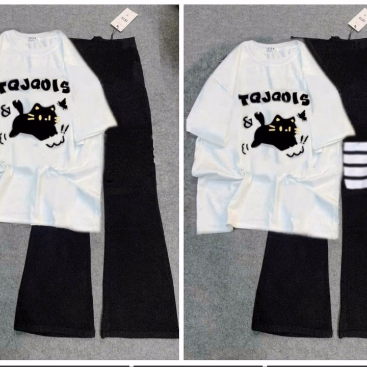 Sét Bộ Nữ Quần Ống Loe + Mix Áo Mèo Tqjqois T - Ảnh 6