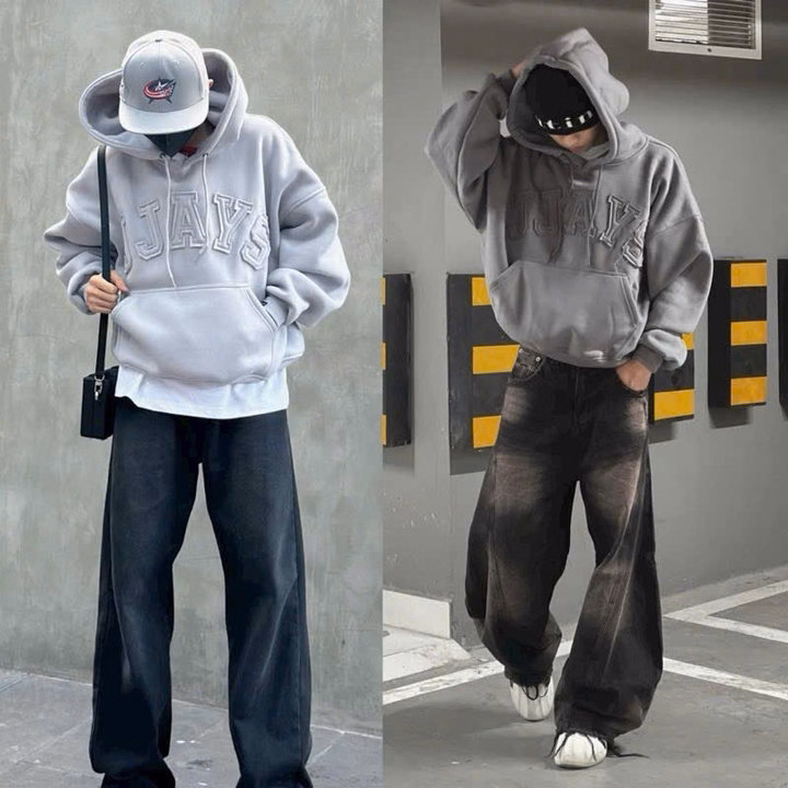 Áo Hoodies Nam Nữ In Nổi Kiểu Cánh Dơi Tay Phồng Nam Nữ Thêu Jjays Thun Nỉ Bông Chống Nắng Mặc 4 Mùa - Tp121 - Ảnh 5